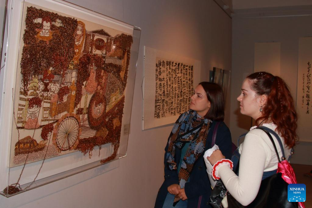 Contemporary Chinese calligraphy, fiber art exhibition opens in Bulgaria(图1)