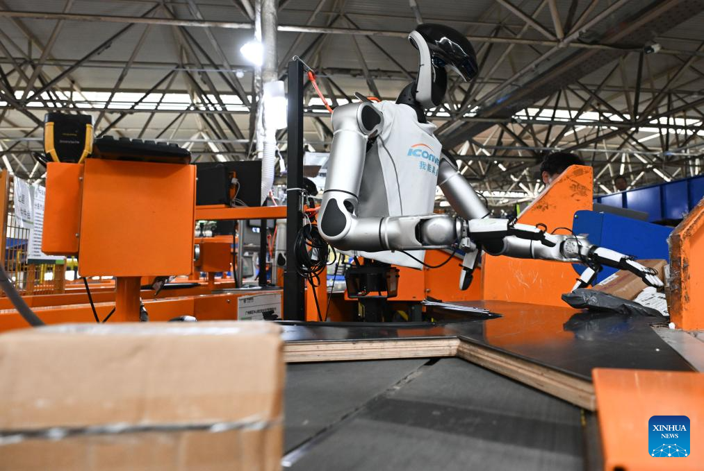 Automated sorting equipment handles parcels in Guangzhou, China's Guangdong